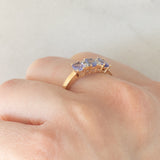 Trilogy vintage in oro giallo 14K con tanzaniti (0.75ctw ca.), anni ‘80