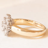 Anello a fiore vintage in oro giallo e bianco 14K con diamanti di taglio brillante (0.93ctw ca.), anni ‘60/‘70