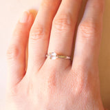 Solitario vintage in oro bianco 9K con morganite rosa chiaro (0.60ct ca.)