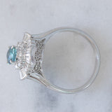 Anello ballerina vintage in platino con alessandrite naturale (1.10ct) e diamanti di taglio brillante e tapered (0.81ctw), anni ‘90