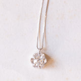 Collana con catenina in oro bianco 18K con punto luce in oro bianco 18K e con diamante di taglio vecchio (0.46ct ca.)