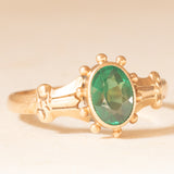 Anello vintage in oro giallo 9K con smeraldo sintetico (0.65ct ca.), anni ‘50