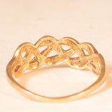 Anello vintage intrecciato in oro giallo e bianco 9K con diamanti (0.04ctw ca.), anni ‘70