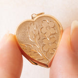 Ciondolo portafoto vintage a forma di cuore con lamina in oro giallo 9K, anni ‘60