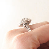 Anello vintage in oro bianco 18K con diamanti (1.18ctw ca.), anni '70