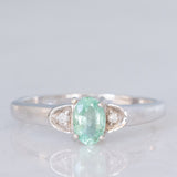 Trilogy moderno in oro bianco 9K con smeraldo (0.40ct ca.) e diamanti (0.03ctw ca.), anno 2007