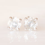 Orecchini punto luce in oro bianco 18K con diamanti di taglio vecchia Europa (0.81ctw ca.)