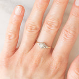 Solitario Art Déco in oro giallo e bianco 14K con diamante, anni ‘20/‘30