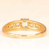 Anello vintage in oro giallo e bianco 9K con paste di vetro azzurre e diamanti, anno 2009