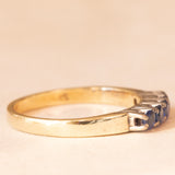 Veretta vintage in oro giallo e bianco 14K con zaffiri (0.50ctw ca.), anni ‘60/‘70