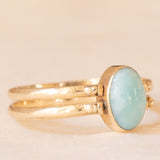 Anello doppio girevole vintage in oro giallo 9K con amazonite e ambra, anni ‘70/‘80