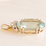 Ciondolo vintage in oro giallo e bianco 14K con acquamarina (10ct ca.) e diamanti di taglio brillante (0.25ctw ca.), anni ‘70