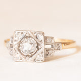 Anello Art Déco in oro giallo 14K e argento con diamanti (0.24ctw ca.), anni ‘20/‘30