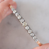 Braccialetto rigido antico in oro giallo 18K e argento con diamanti di taglio vecchia miniera (2ctw ca.), primi del ‘900