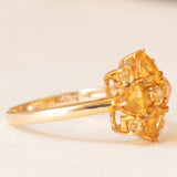 Anello a fiore vintage in oro giallo 9K con quarzi citrini(1.30ctw ca.)