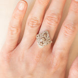 Anello Art Nouveau in oro giallo e bianco 14K con diamanti (0.45ctw ca.), anni ‘20