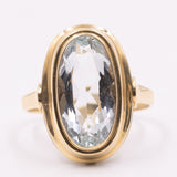 Anello da cocktail vintage in oro giallo 14K e acquamarina (5.80ct ca.), anni ‘70
