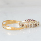 Gioiello vintage 2 in 1 e convertibile da anello a ciondolo in oro giallo e bianco 14K con rubini (0.12ctw ca.) e diamanti di taglio brillante (0.32ctw ca.), anni ‘70/‘80