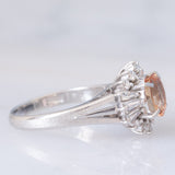 Anello ballerina in platino con topazio imperiale (1.85ct) e diamanti (0.72ctw), anni ‘80/‘90