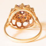 Anello vintage in oro giallo 9K con rubini (0.44ctw ca.) e diamanti (0.06ctw ca.), anni ‘80