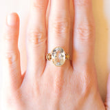 Anello da cocktail vintage in oro giallo 14K con acquamarina (2ct ca.), anni ‘60/‘70