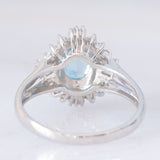 Anello ballerina vintage in platino con acquamarina (0.60ct) e diamanti (0.27ctw), anni ‘80