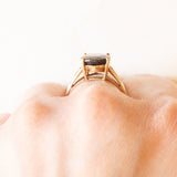 Anello da cocktail vintage in oro giallo 9K con quarzo nero (3ct ca.), anno 2006