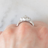 Anello a fiore vintage in platino con diamanti (1ctw), anni ‘80