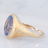 Anello da cocktail vintage in oro giallo 9K con fluorite (9ct ca.), anni ‘70/‘80