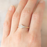 Anello vintage in oro giallo e bianco 9K con diamanti
