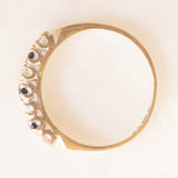 Veretta vintage in oro giallo e bianco 9K con zaffiri (0.20ctw ca.) e diamanti di taglio brillante (0.20ctw ca.), anno 1984