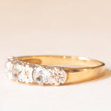 Veretta vintage in oro giallo e bianco 9K con acquamarine (0.40ctw ca.) e diamanti, anno 1992