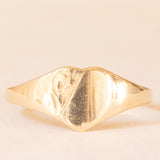 Anello da sigillo vintage a forma di cuore in oro giallo 9K