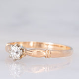 Solitario antico in oro giallo 14K con diamante di taglio vecchia miniera (0.20ct ca.), anni ‘10