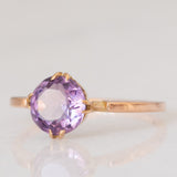 Solitario antico in oro rosa e giallo 9K con ametista (1.20ct ca.), anni ‘10/‘20