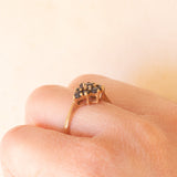 Anello a fiore vintage in oro giallo 9K con zaffiri (0.30ctw ca.), anni ‘80