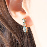 Orecchini vintage in oro giallo 9K con tormaline azzurre (1ctw ca.), anni ‘90