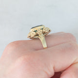 Anello da cocktail vintage in oro giallo 8K con spinello verde (3.80ct ca.), anni ‘70