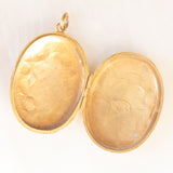 Ciondolo portafoto antico di forma ovale con lamina in oro giallo 9K su metallo, primi del ‘900