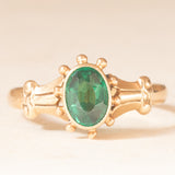 Anello vintage in oro giallo 9K con smeraldo sintetico (0.65ct ca.), anni ‘50