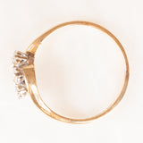 Anello bypass in oro giallo e bianco 9K con diamanti di taglio brillante (0.26ctw ca.), anno 1986
