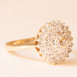 Anello a fiore vintage in oro giallo 9K e diamanti (0.25ctw ca.), anno 1994