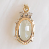 Ciondolo vintage in oro giallo e bianco 14K con acquamarina (10ct ca.) e diamanti di taglio brillante (0.25ctw ca.), anni ‘70