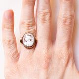 Anello vintage in oro giallo 9K con cammeo su conchiglia, anni ‘40/’50
