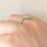 Anello vintage in oro bianco 9K con acquamarine (0.50ctw ca.) e diamanti (0.05ctw ca.), anni ‘90