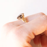 Anello vintage in oro giallo 9K con quarzo fumé (1.90ct ca.), anno 1979