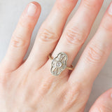 Anello antico in oro giallo 18K e argento con diamanti di taglio rosetta, primi del ‘900