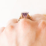 Anello da cocktail vintage in oro giallo 9K con ametista (3.80ct ca.), anno 1999