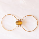 Anello doppio girevole vintage in oro giallo 9K con amazonite e ambra, anni ‘70/‘80