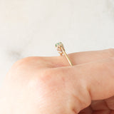 Trilogy vintage in oro giallo 9K con smeraldo e diamanti, anno 1981